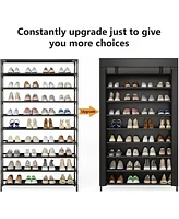 Tribesigns 10 Tier Shoes Rack with Cover,50 Pair Large Shoe Stand, Non-Woven Shoe Storage Cabinet