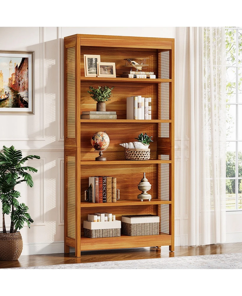 Tribesigns Bookcase, 5-Tier Wood Farmhouse Bookshelf, 70.9" Tall Freestanding Library Book Case with Open Storage Shelves, Display Shelving Organizer