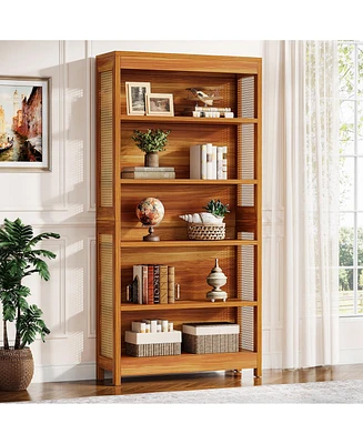 Tribesigns Bookcase, 5-Tier Wood Farmhouse Bookshelf, 70.9" Tall Freestanding Library Book Case with Open Storage Shelves, Display Shelving Organizer