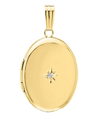 Yellow Gold Filled 17mm Polished Locket with Diamond Accents for Women