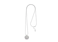 Cubic Zirconia Long Rhodium Flower Pendant