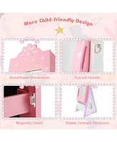 Kids Jewelry Cabinet with Full-Length Mirror and Foldable Drawer