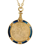 2028 Blue Enamel Crystal Round Zodiac Necklace