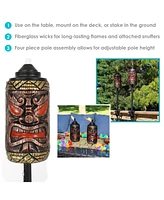 Tiki Face 3-in-1 Patio Torch - 24- to 66-Inch Adjustable Height - Set of 4