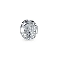 Bling Jewelry Black Rose Charm Bead Sterling Silver for European Bracelet - Floral Garden Design