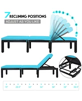 2PCS Patio Rattan Lounge Chair Height Adjustable