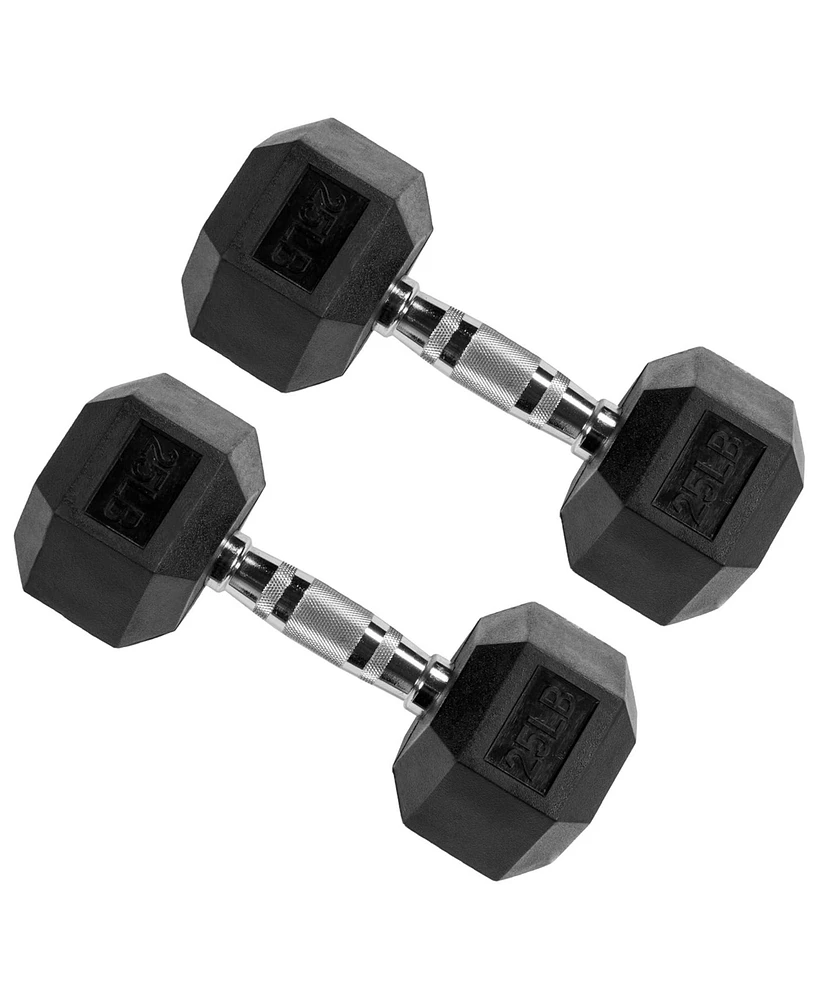 Signature Fitness Hex Dumbbells Strength Training Workout Equipment Set, 25 lbs