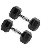 Signature Fitness Hex Dumbbells Strength Training Workout Equipment Set, 25 lbs