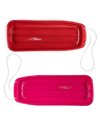 Lucky Bums Lightweight Plastic 48 Inch Sleds with Pull Ropes, 1 Red and 1 Pink