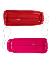 Lucky Bums Lightweight Plastic 48 Inch Sleds with Pull Ropes, 1 Red and 1 Pink