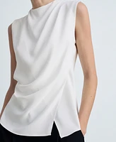 Mango Women's Sleeveless Draped Blouse Top