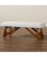 Baxton Studio Rika Japandi Cream Boucle Fabric and Walnut Brown Finished Wood Bench