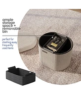 Ovel Boucle Ottoman Storage Bench – Modern Foot Stool