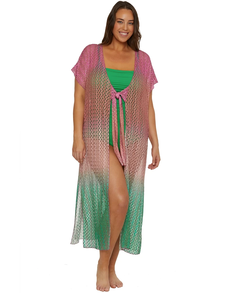 Becca Etc Plus Sunset Ombre Maxi Crochet Tunic Cover-Up