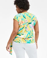 I.n.c. International Concepts Plus Printed Side-Tie Cap-Sleeve Surplice Top
