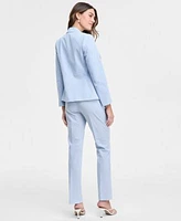 Tahari Asl Womens Seersucker Jacket Sweater Tank Top Ankle Pants Regular Petite
