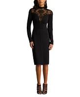 Tadashi Shoji Ebony Deep V Illusion Dress