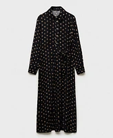 Mango Women's Knot Detail Polka Dot Shirt Dress