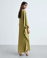 Mango Women's Flared-Sleeve Satin Dress