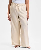 I.n.c. International Concepts Plus Drawstring-Waist Wide-Leg Cargo Pants, Exclusively at Macy's