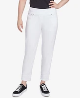 Ruby Rd. Petite Embroidered Extra Stretch White Denim Pants