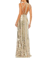 Women's Halter Neck Embellished Detailed Back Gown