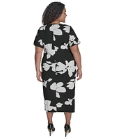Dkny Plus Side-Twist Short-Sleeve Midi Dress