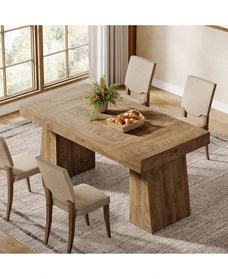 Tribesigns 55-Inch Dining Table for 4-6, Rectangular Room with Sturdy Legs, Wood Kitchen Dinner Table, Farmhouse