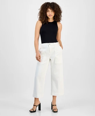 Liverpool Los Angeles Petite Stride High-Rise Wide-Leg Crop Jeans