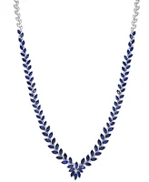 Effy Sapphire (12-1/5 ct. t.w.) & Diamond (1/2 ct. t.w.) V-Shape 18" Collar Necklace in 14k White Gold