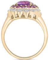 Rose de France (2-1/10 ct. t.w.), Amethyst (1/2 ct. t.w.) & Diamond (1/20 ct. t.w.) Statement Ring in 14k Gold