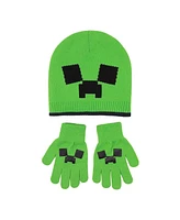 Minecraft Boys Creeper & Enderman 3-Piece Beanie & Gloves Set