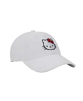 Hello Kitty Embroidered Character Head Art Adult White Baseball Cap