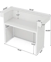 Tribesigns Reception Desk with Light, 55-Inch Front Desk with Cable Grommets, Modern Retail Counter Table for Salon, Lobby, Shop, Office Reception Roo