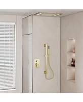 Luxury Shower Faucet with Adjustable Side Bar, 20" x 14" Led Rainfall System, Handheld 59" Hose, Lift Rod Design for Full Family Us