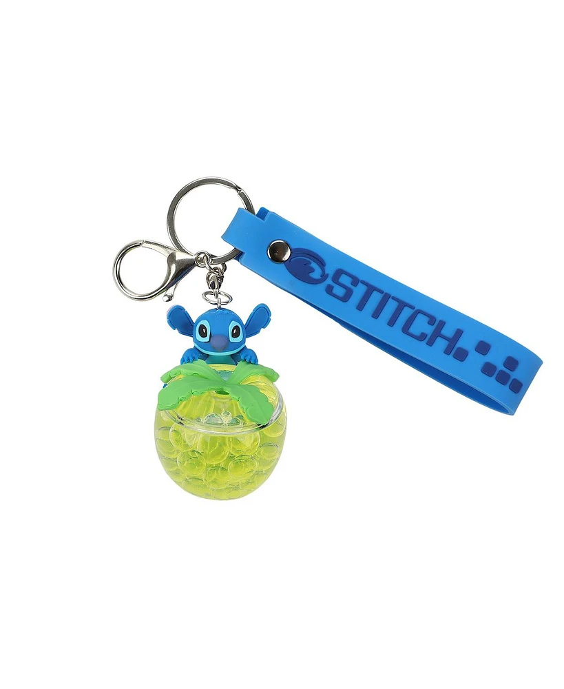 Disney Stich Liquid-Filled Pineapple 2.5" Keychain With Wristlet Strap