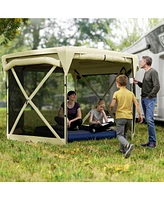 Outsunny 11ft Pop Up Gazebo Screen Tent with Removable Roof, Dark