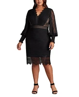 Tadashi Shoji Plus Size Sullivan Bishop Sleeve Dress