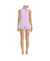 Lands' End Women's Cooling 3 Piece Pajama Set - Robe Tank and Shorts