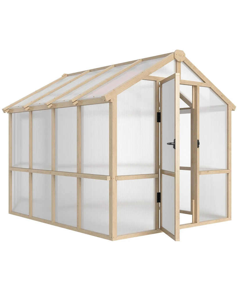 Outsunny 6.6 x 8 ft. Polycarbonate house Wooden Walk-in house Kit