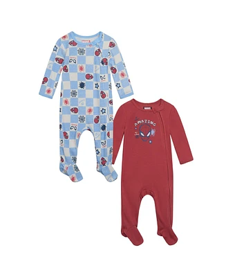 Avengers Baby Boys Marvel 2 Pack Zip Up Sleep N' Play Coveralls