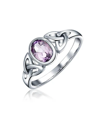 Bling Jewelry Oval Moonstone Amethyst Blue Topaz Bff Sorority Sister Friendship Celtic Trinity Knot Triquetra Ring .925 Sterling Silver