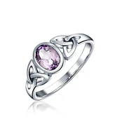 Bling Jewelry Oval Moonstone Amethyst Blue Topaz Bff Sorority Sister Friendship Celtic Trinity Knot Triquetra Ring .925 Sterling Silver