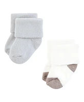 Touched by Nature Unisex Organic Cotton Socks, Neutral Stripes, 0-6 Months