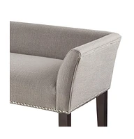 Upholstered Accent Bench with Nailhead Trim and Solid Wood Legs-The Pop Home