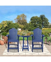 Tall Adirondack Chair with Bar Table Patio Chairs Outdoor Barstool Furniture Set Balcony for Lawn Backyard Garden, Blue