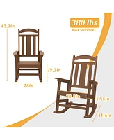Patio Rocking Chair Outdoor Chairs Porch Rocker All-Weather Adirondack for Deck Garden Backyard Lawn, Blue