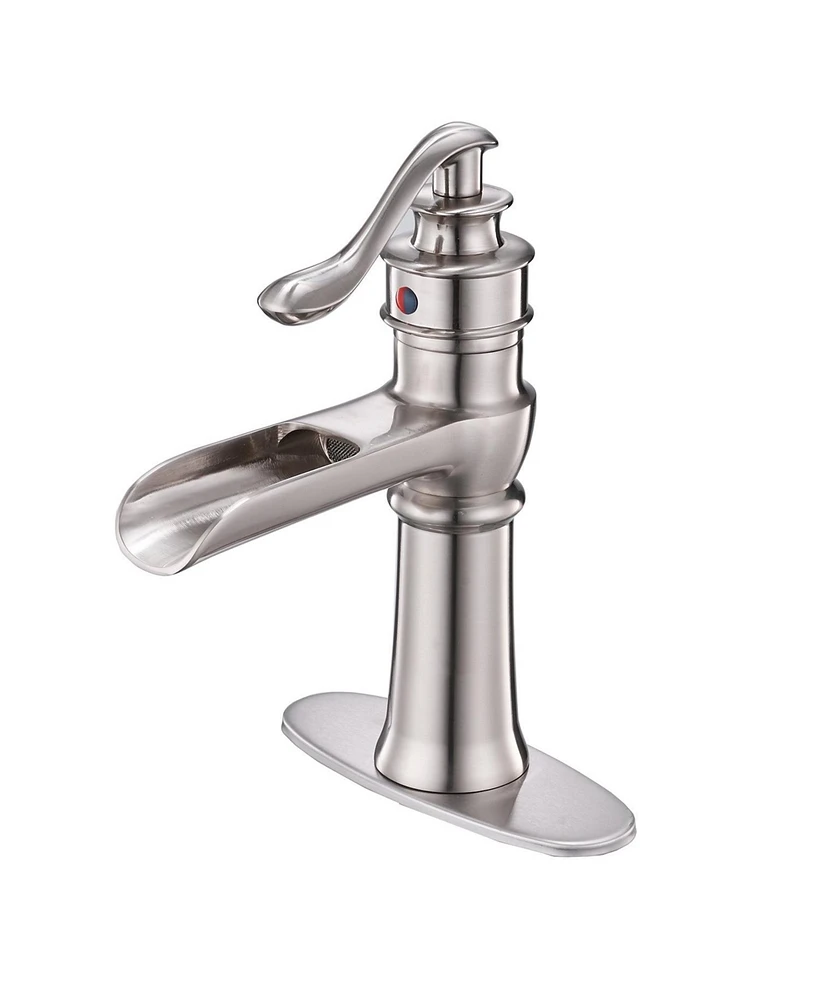 Waterfall Single Hole Single-Handle Low-Arc Bathroom Faucet
