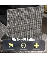 Gymax Set of 7 Dining Furniture Set Pe Rattan Sectional Sofa Set Patio