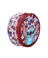 Disney Stitch Hibiscus Print Round Blue 5" Travel Box Organizer